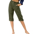 thumbnail image 1 of Innerwin Cropped Pant High Waist Women Capri Pants Beach Button Lounge Capris Army Green S, 1 of 2
