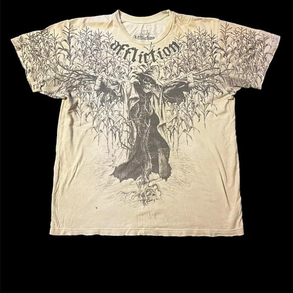 2000s affliction Hip Hop Skull Graphic t shirts Men Streetwear Goth Tops Men Clothes Casual Gothic Oversized Long Sleeve T shirt