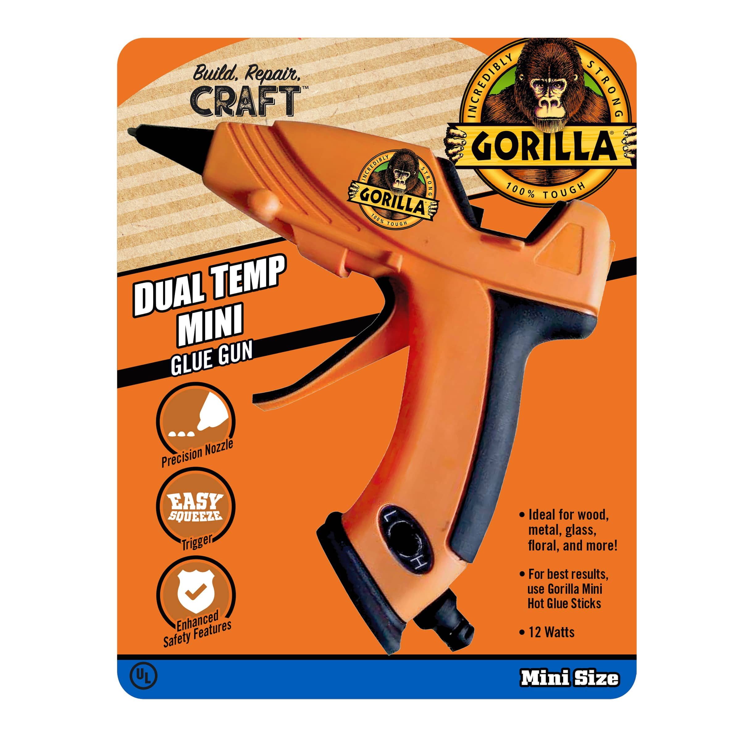 Gorilla Dual Temp Mini Hot Glue Gun Kit with 75 Hot Glue Sticks & Gorilla  Hot Glue Sticks, Mini Size, 4 Long x .27 Diameter, 75 Count, Clear, (Pack
