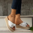 thumbnail image 6 of Xdegoge Espadrille Platform Sandals for Women Wedge Slides Slip On Peep Toe Cute Knotted Bowknot Decor Jute Sole Casual Summer Vacation Walking Footwear, 6 of 9