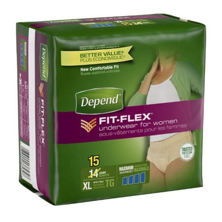 Depend Fit-Flex Maximum Absorbency Underwear XL 15 ct (Pack of 18)