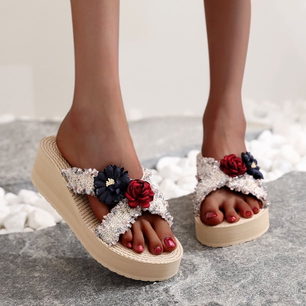 Zapatillas con punta abierta para mujer, sandalias cómodas, informales, cómodas, para la playa Wmkox8yii ytu5430