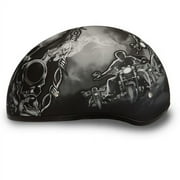 DAYTONA DOT Slim Line Skull Cap 1/2 Half Motorcycle Helmet Graphics 21 Styles