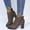 N-Khaki, variant on Kcodviy Retro Women Leather Square Women's Boots Low Heel Zipper Solid Color Leopard Boots for Women Short Booties Round Toe Rubber Rain Boots Women Shoes