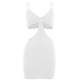 thumbnail image 4 of Pompotops Robe Sans Manches Sexy Unie Col Rond Ajourée Robe d'Été Décontractée, 4 of 6