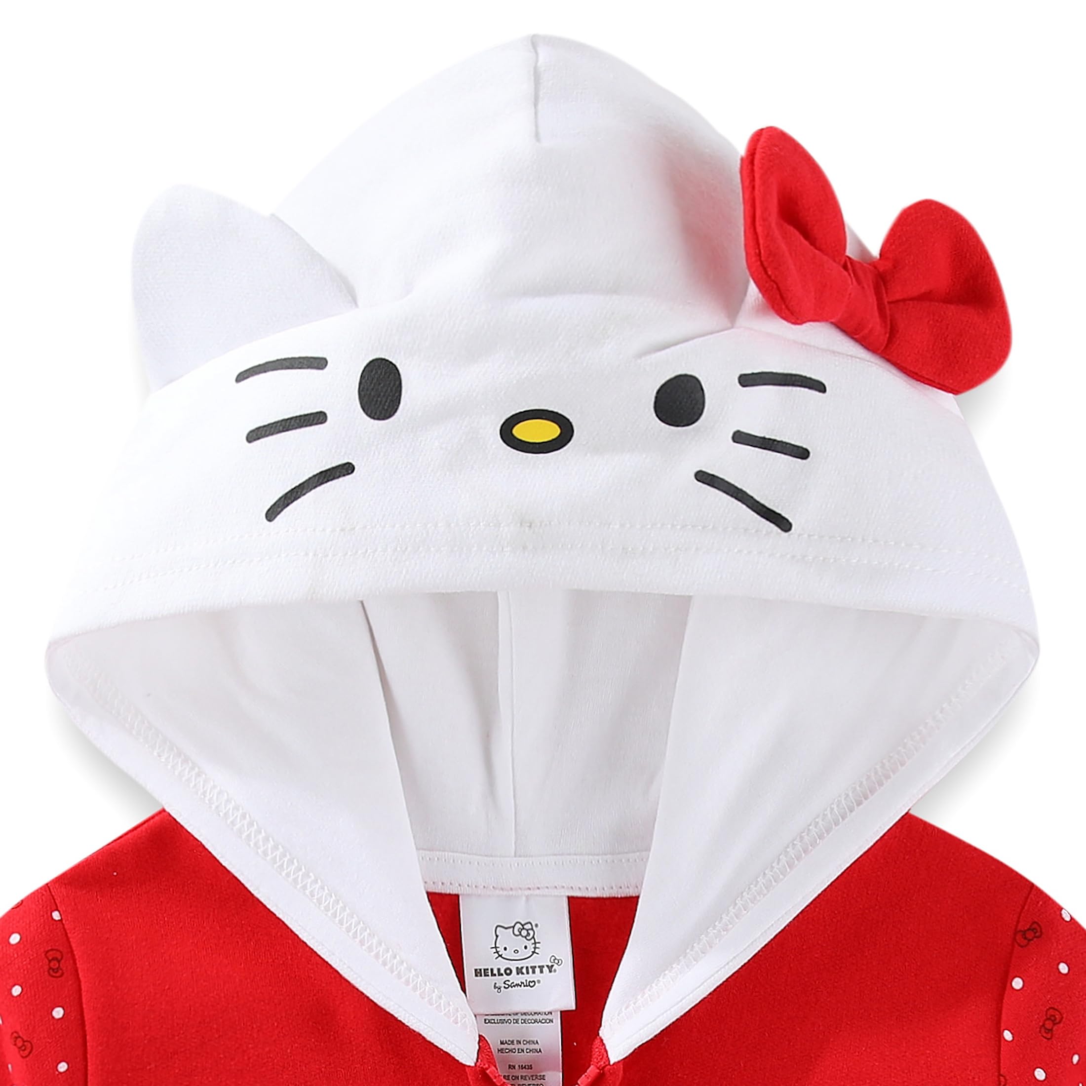 Hello Kitty Sanrio Fleece Zip Up Hoodie with Ears (Girls), Sizes 4-14