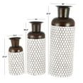 thumbnail image 3 of DecMode 52", 39", 27"H Tall Teardrop Shaped White Metal Vase with Brown Trumpet Tops, Set of 3, 3 of 9