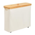 thumbnail image 1 of Soporte de papel higiénico Organizador de papel higiénico Multifuncional Almacenamiento de papel higiénico impermeable con tapa de bambú para baño , Beige, 1 of 9