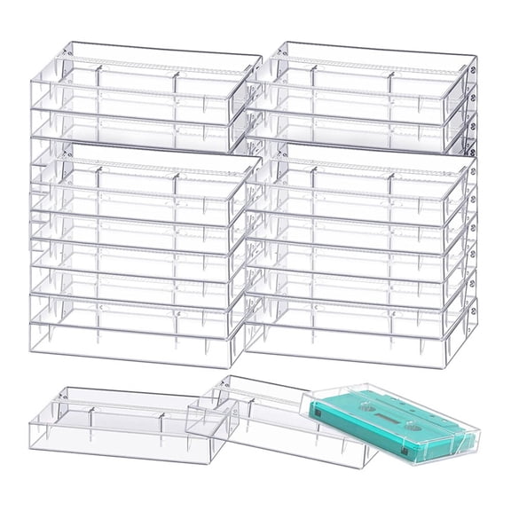 20Pack Audio Cassette Storage Cases - Clear Plastic Cassette Tape Cases -Audio Storage Solution 4.28x2.75x0.6Inch(LxWxH)