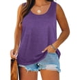 thumbnail image 1 of Craaazy Womens Plus Size Solid Color Crew-Neck Sleeveless Tank Top Loose Fit Workout Vacation Comfy Tops Gifts, 1 of 8
