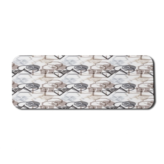 Abstract Computer Mouse Pad, Modern Pattern with Triangles Squares Plygons Circles Grunge Composition, Rectangle Non-Slip Rubber Mousepad Large, 31" x 12" Gaming Size, Grey Black Cocoa, by Ambesonne