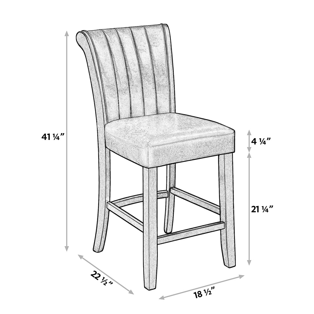 Abble 25" Upholstered Wooden Faux Leather Full Back Bar Stool(Set of 2)