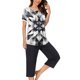thumbnail image 2 of Sexy Pijama Conjunto para las Mujeres, Cuello Redondo Blusa de Manga Corta Y Pantalones, Traje de Moda Casual, 2 of 9