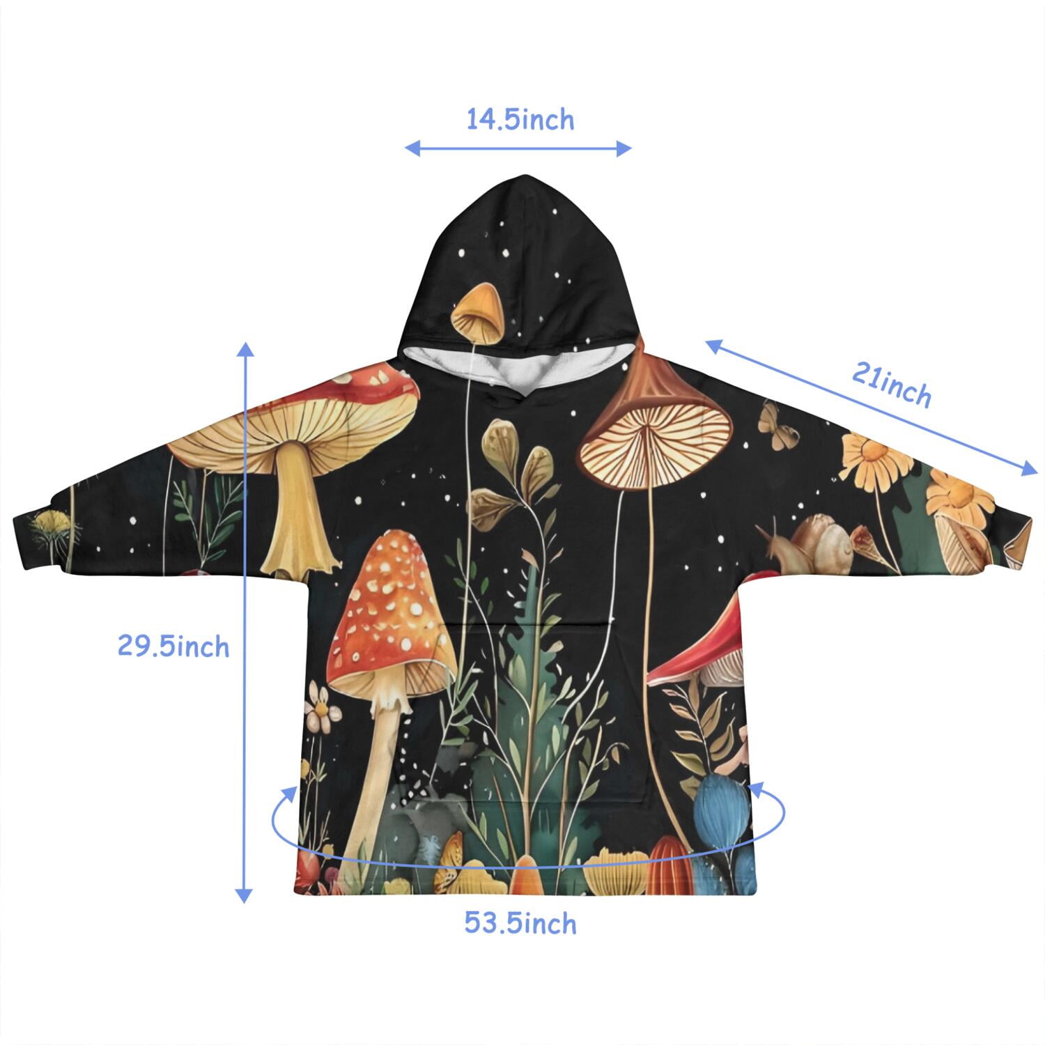 Red Mushroom Frog Black Pattern Blanket Hoodies for Kids 6-13YR Oversize Wearable Blanket Hoodies for Boys Girls Teens