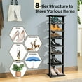 thumbnail image 5 of Hyxoo 8-Tier Vertical Shoe Rack, Tall Narrow Shoe Storage Organizer with Removable Shelf for Boots, Anti-Tipping Kit, Space-Saving Shoe Stand with for Small Place, Entryway (Black), 5 of 9