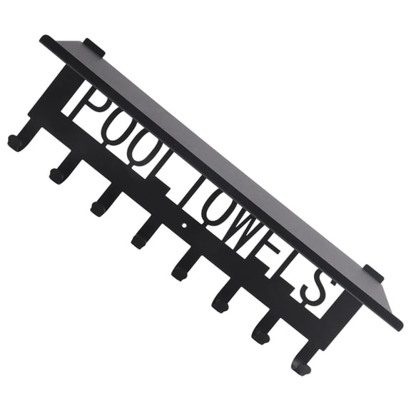Pool Towel Racks with Shelf Outdoor Pool Decor Wall Mount Towel Hooks Towel Holder with 8 Hooks Towel Storage Hanger