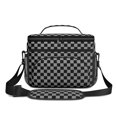 thumbnail image 2 of Gray and Black Checkered Pattern Insulated Lunch Box for Women Men, Medium Leakproof Cooler Bag with Adjustable Strap, 10"x6.7"x8", 2 of 6