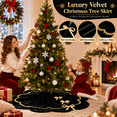 thumbnail image 6 of Lomyolo 48Inch Christmas Tree Skirt - Luxury Velvet with Sparkling Gold Lace Trim, Scalloped Edge Xmas Tree Skirt for Merry Christmas Party Gift Holiday Home Decor - Black, 6 of 8