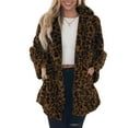 thumbnail image 2 of Fshiont Leopard Print Faux Fur Coat Women Plus Size Lightweight Jacket Cheetah Print Fleece Winter Jackets Elegant Partywear Black M, 2 of 5