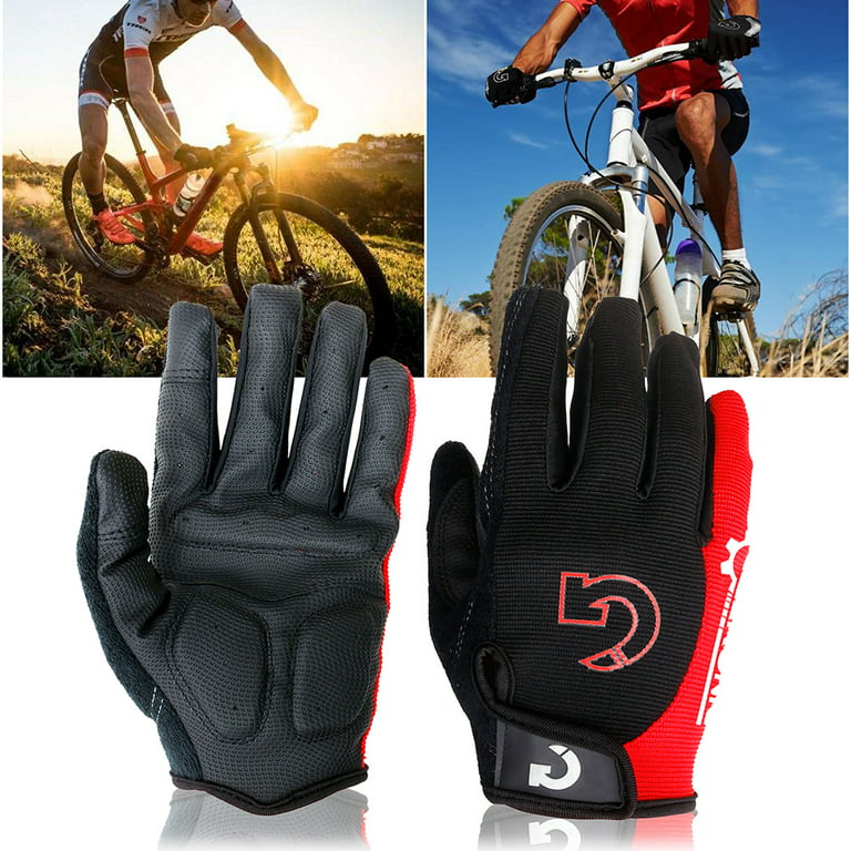 Cycling Mountain Bicycle Full Finger Biking Gel Pad Outdoor Sports Gloves 
