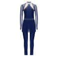 thumbnail image 3 of dPois Combinaison de Danse Intégrale pour Filles avec Strass Manches Longues Patinage Combinaison Extensible Bleu Marine 14, 3 of 5