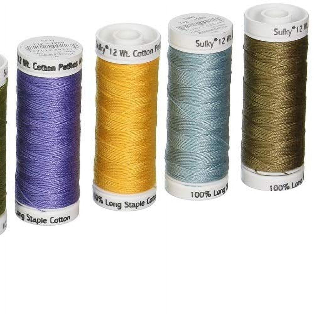 Sulky 12 Wt. Cotton Petites Thread - 6 Most Popular Colors Sampler - 50 yd.  Spools - #712-01 - Stitchery X-Press