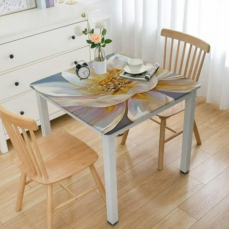 

FACANNAP Flower Yellow Center Square Fitted Table Cloth Oil Resistant Wear Resistant Reusable Desktop Protection 100% Polyester Fiber 40*40
