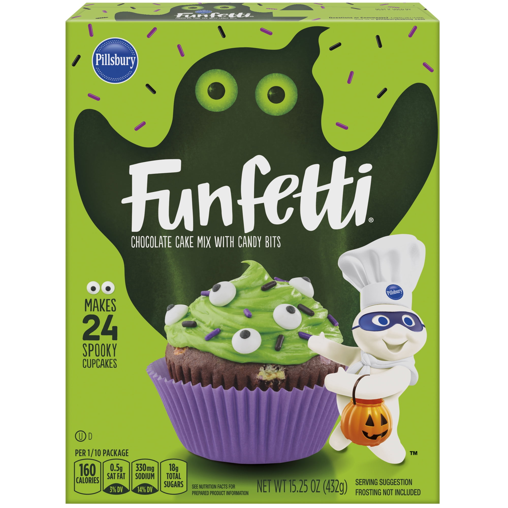 Pillsbury Funfetti Slime Chocolate Cake Mix with Colored Bits, 15.25 Oz Box