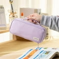 thumbnail image 4 of YSTHDL Large Capacity Pencil Case Pen Pouch Organizer Canvas Pencil Bag with Handle-Purple, 4 of 6