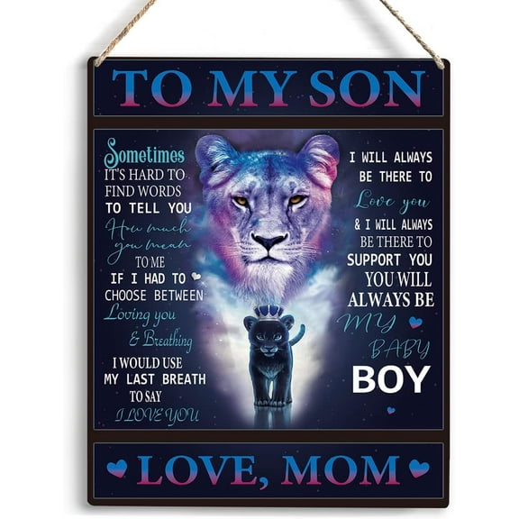 To My Son Wooden Hanging Sign from Mom Son Gifts Family Wall Decor for Boys Room Bedroom Birthday Christmas Thanksgiving Gifts for Son Wall Art Gifts for Boys Bedroom Porch 8x10 Inch