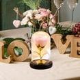 thumbnail image 5 of Eternal Rose in Glass Dome with LED Light, Romantic Night Light for Valentine's Day Gift, Illuminated Home Decoration for Bedroom and Special Occasions(Pink), 5 of 6