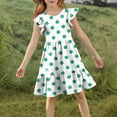 thumbnail image 3 of Eltusu Girls Dresses, Crewneck Casual Sleeveless Printed Summer Clothes Green Size 5-6 T, 3 of 5