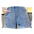thumbnail image 5 of WOYY Girls Pull On Jean Shorts High Waisted Denim Shorts with Hearts Patches, Sizes 6-16, 5 of 6