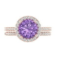 thumbnail image 2 of Clara Pucci 18K Rose Gold 2.52 Simulated Alexandrite Engraveable Engagement Ring + Wedding Band Set, 2 of 7