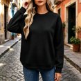 thumbnail image 4 of Women's Waffle Knit Sweatshirt Crew Neck Long Sleeve Drop Shoulder Casual Pullover Top, 4 of 7