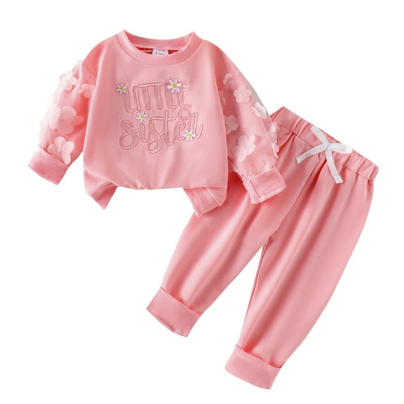 BULLPIANO Toddler Girl Fall Clothes Ruffle Long Sleeve Sweatshirt Pullover Jogger Pants 2Pcs Winter Tracksuit Set