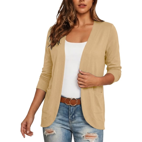 yillto Womens Cardigan Lightweight Soft Open Front Long Sleeve Casual Cardigans Coat with Pockets