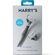 2X - Harry's 5-Blade Men's Razor - 1 Razor Handle + 2 Razor Blade Cartridges - Charcoal