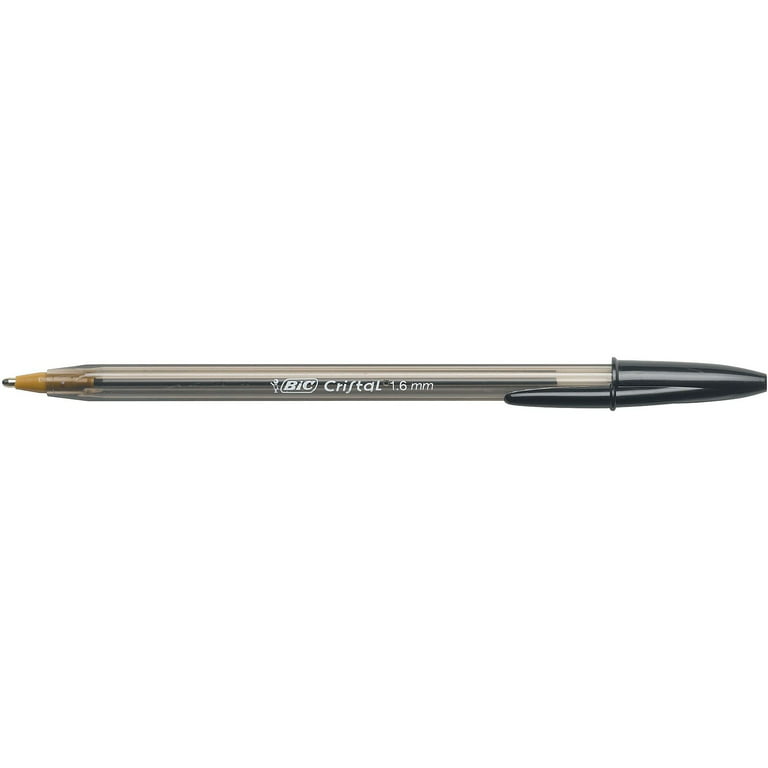 BIC Cristal Bold Ballpoint, 1.6 mm, Translucent Smoked Barrel, Black , Pack  of 24 Pens