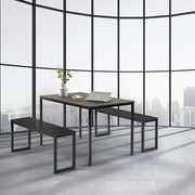 Zinus Louis 48 Espresso Metal Frame Dining Table with Benches, 3 Piece Indoor Dining Set