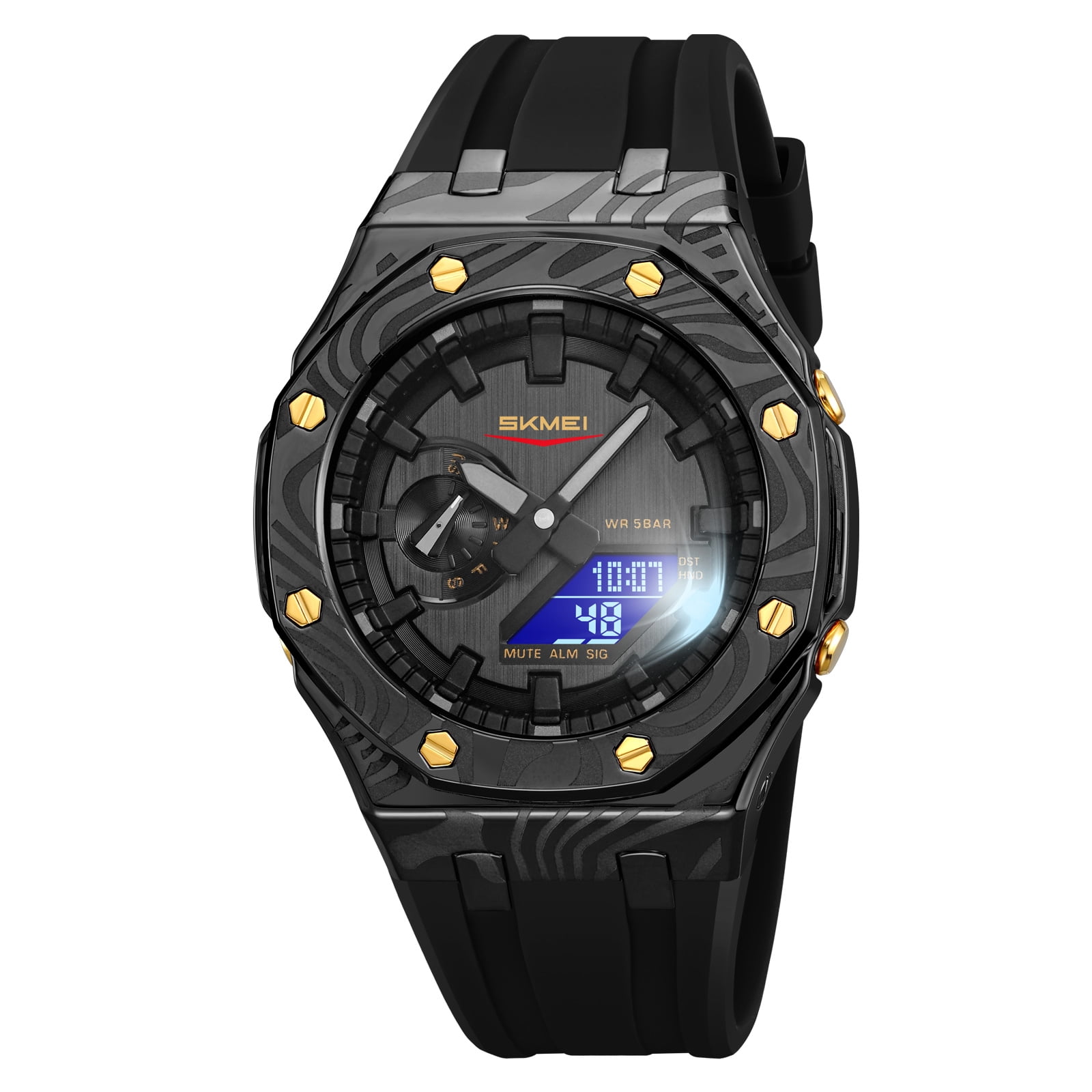 SKMEI Men's Military Digital Watches Outdoor Waterproof Sport Multifunctional Wristwatch with 5 Alarms/Countdown/Stopwatch