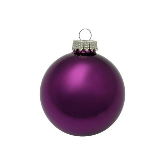 Whitehurst Shiny Glass Christmas Ball Ornaments - 3.25" (80mm) - Purple - 8ct