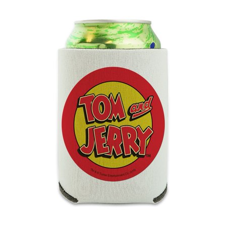 Tom and Jerry Logo Can Cooler - Drink Sleeve Hugger Collapsible Insulator - Beverage Insulated Holder