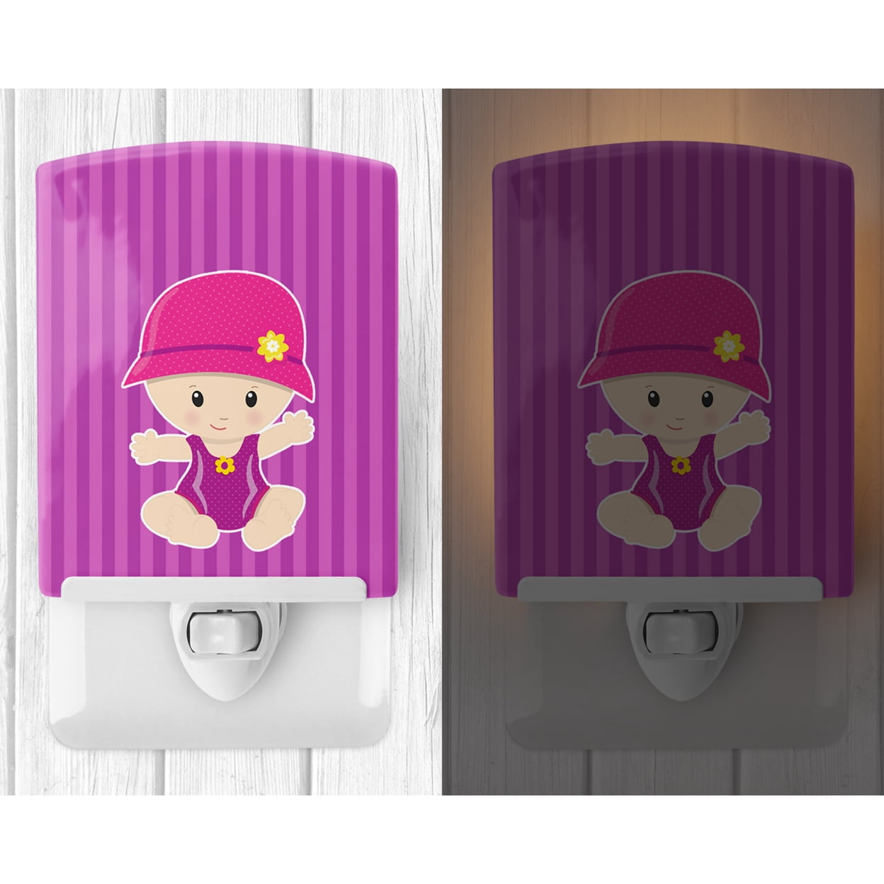 Caroline's Treasures BB8655CNL Beach Baby Girl Jolee Ceramic Night Light, 6x4x3", multicolor
