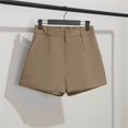 thumbnail image 4 of WTOBBY Ladies' Casual High Waist Suit Shorts with Slimming Effect, Versatile Solid Color Loose Fit for Fashionable Office or Everyday Summer Wear,Khaki 2XL, 4 of 6