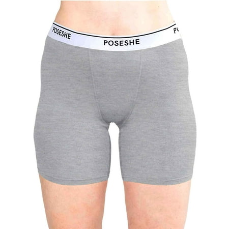 

POSESHE Women s Boxer Underwear Plus Size Boyshorts Panties 6/8 Inseam