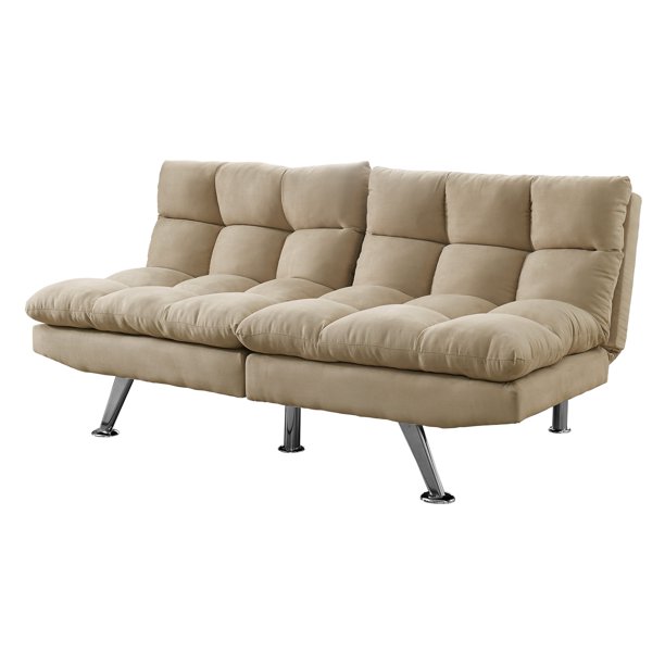 Monarch Specialties Microsuede Split Back Click Clack Convertible Sofa