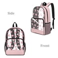thumbnail image 2 of ZIATUBLES 17 Inch Heavy Duty Clear Backpack, Fabric & PVC Transparent Bag with Pink Polka Dot Bow Print, Large Capacity See Through Bag Easy to Clean for School College Work, 2 of 7