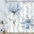 thumbnail image 5 of Blue Grey Watercolor Floral Shower Curtain, Flower Leaves Minimalist Aesthetic Art for Bathroom Decor, Waterproof Polyester with 12 Hooks,72x72 in, 5 of 7