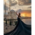 thumbnail image 6 of BLACK LONG FLYING DRESSES FOR WOMEN'S PHOTOSHOOT SANTORINI PHOTOSHOOT PRE WEDDING GOWNS UNIQUE HANDMADE DRESSES, 6 of 7